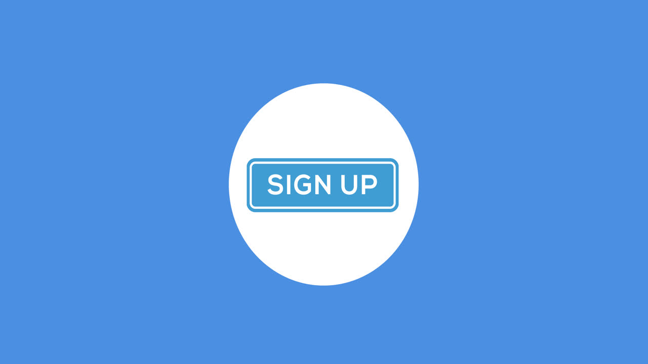 animación del texto de registro sobre fondo azul