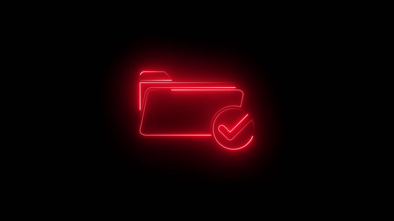 Neon folder with check mark