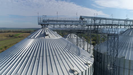 huge industrial metal containers. big factory metal constructions. aerial view.