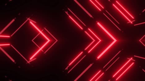 red neon light tunnel geometric pattern