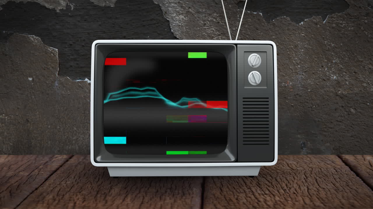 오래된 텔레비전과 다채로운 정적 4k