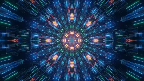 fast motion graphics sci fi bright starbursts of teal, blue, green and orange