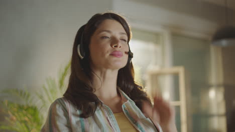 Woman in Headset Talking