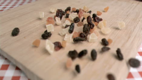 dried fruits spread in super slow motion