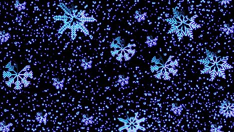 winter christmas snowflakes seamless 4k video animation. video animation of neon blue snowflakes on a black background. christmas theme