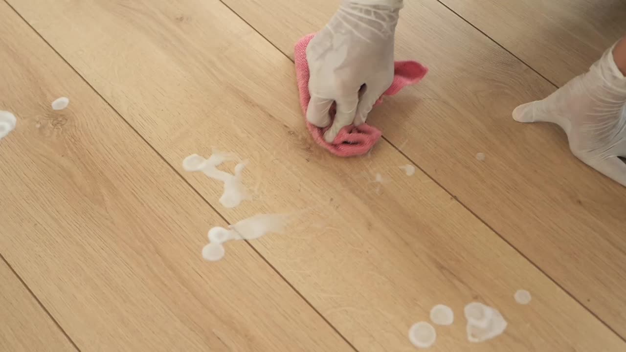 Cleaning up a spill on a wood floor