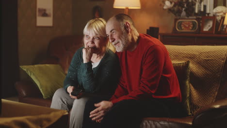 elderly couple watching tv