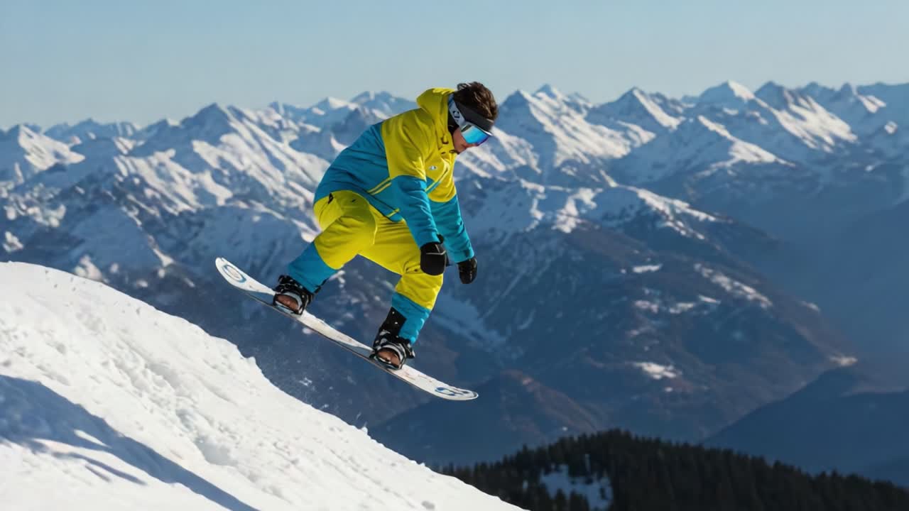 Snowboarder performing a trick on a snowy mountain
