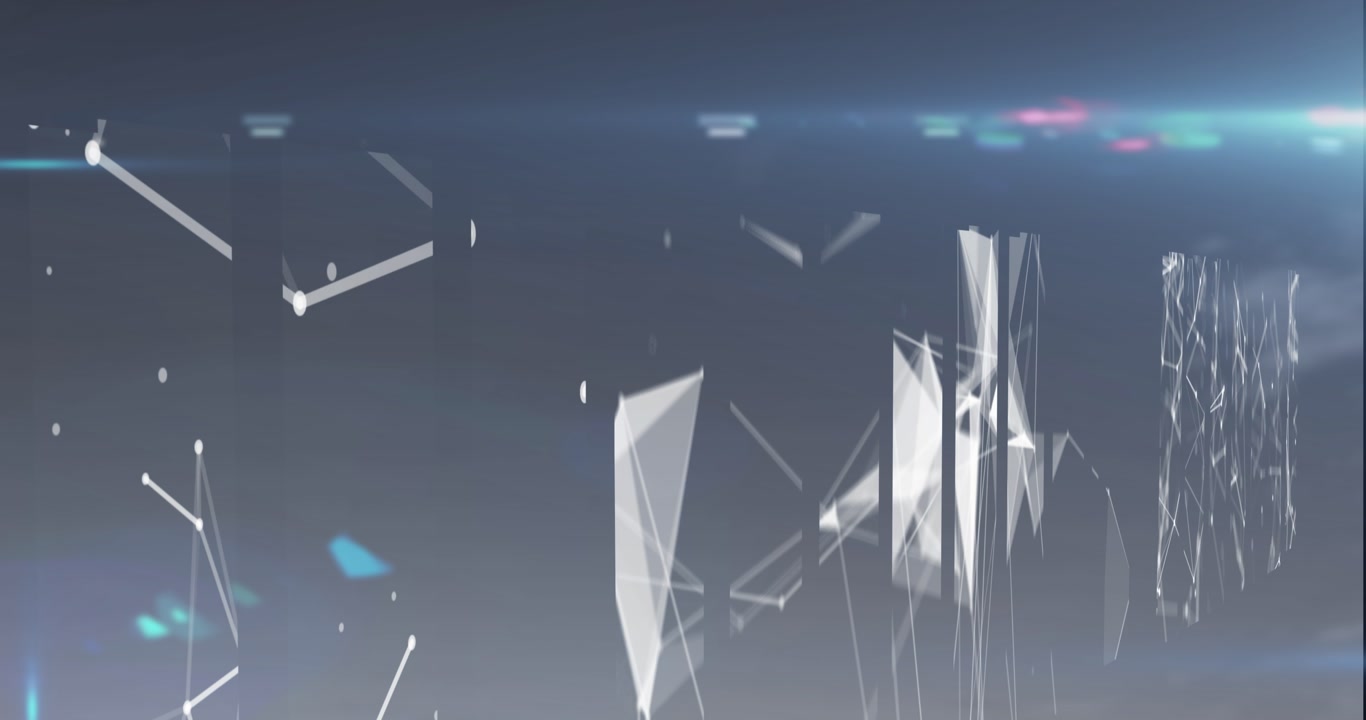 Animation af former over sort baggrund.
