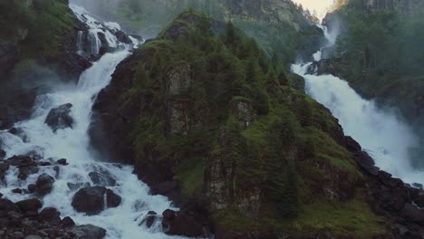 scenic waterfall latefossen in norway, northern europe scandinavia