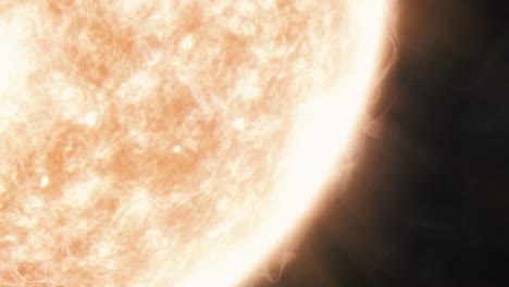 close establishing shot of the sun with camera sake due to the turbulence of the solar winds