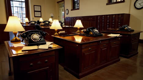 vintage office building exterior and interior