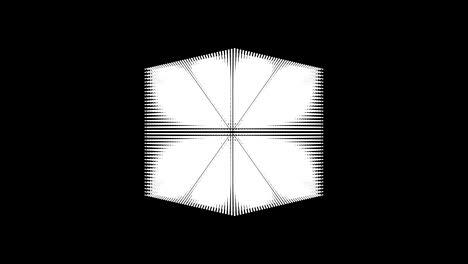 white cube box dot particle design is slowly rotates on black background. looped abstract animation. cool endless screensaver