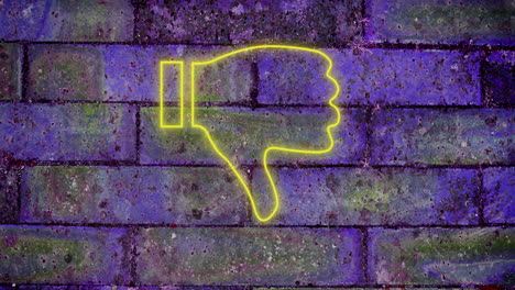 thumbs down neon sign on brick wall 4k