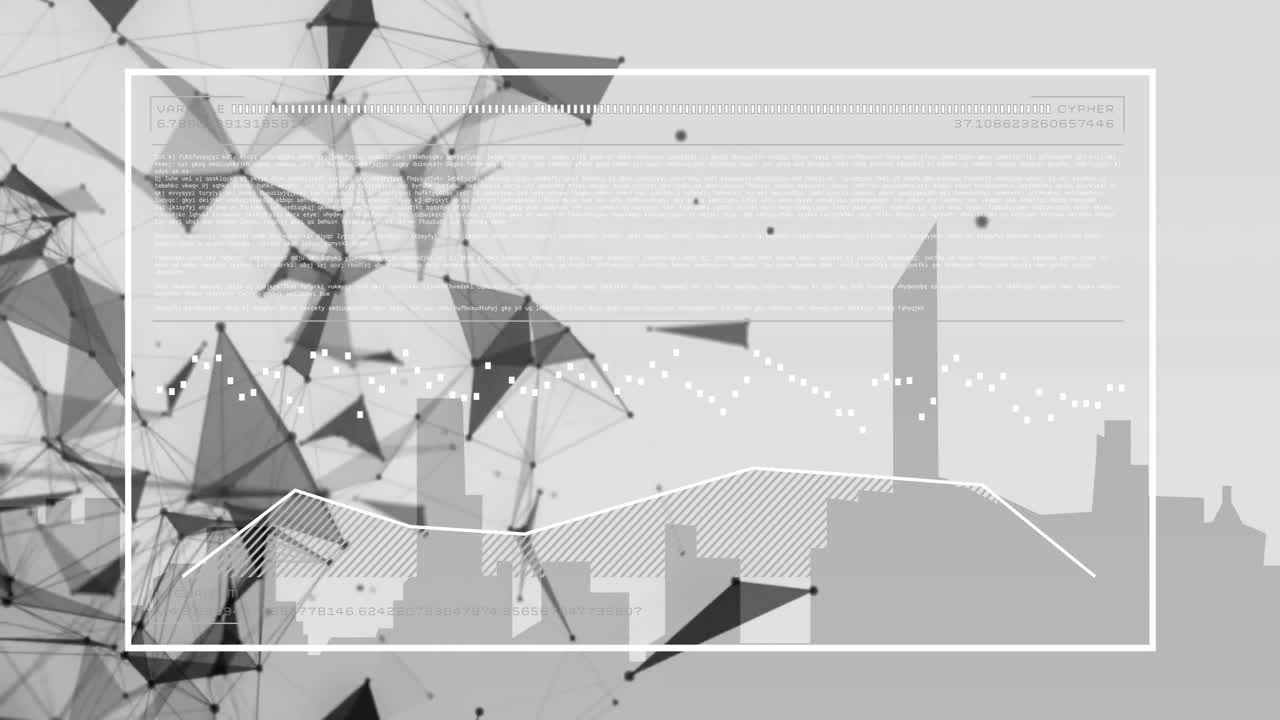 animación del procesamiento de datos sobre el paisaje urbano