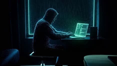 delving into the life of a dedicated programmer who tirelessly works late into the night, surrounded by darkness and the sound of rain falling against the windowpane