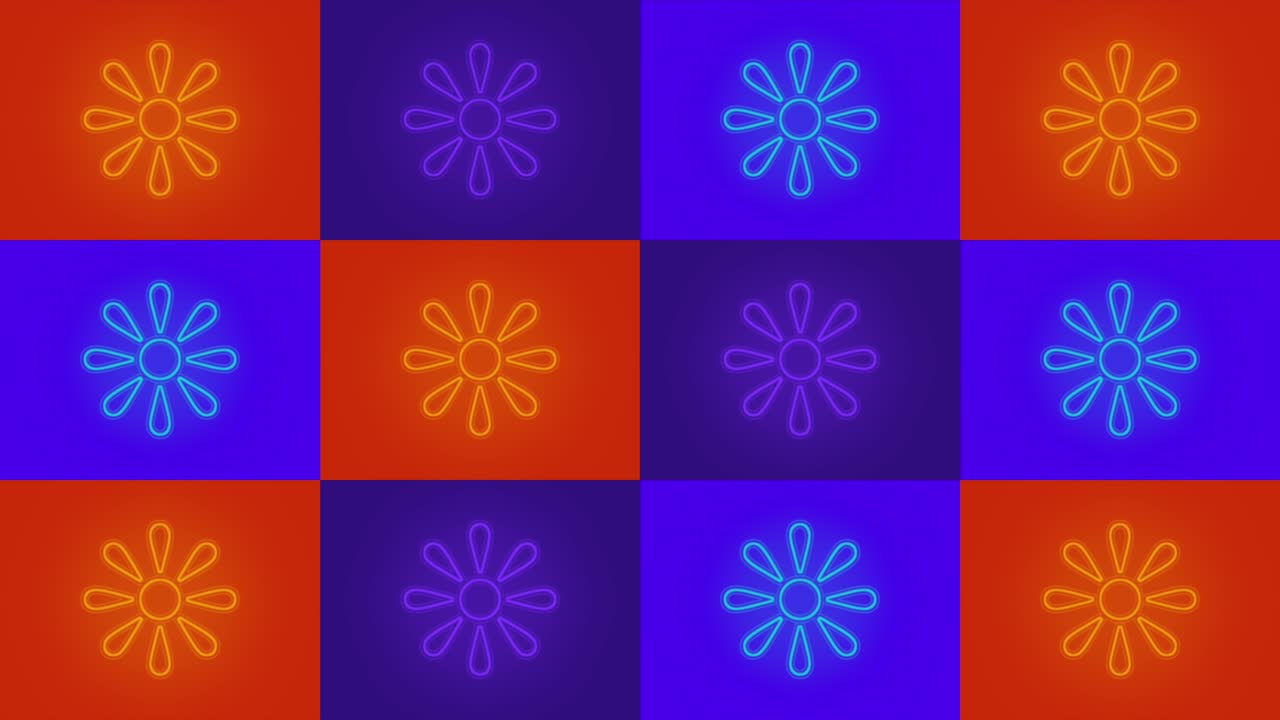 네온 화려한 추상 여름 꽃 패턴