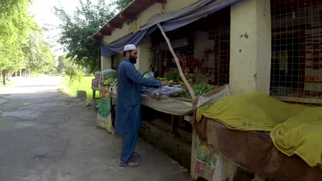 la tienda de verduras del pueblo.