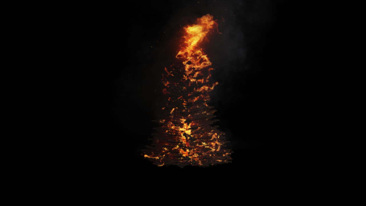 árbol de navidad en llamas