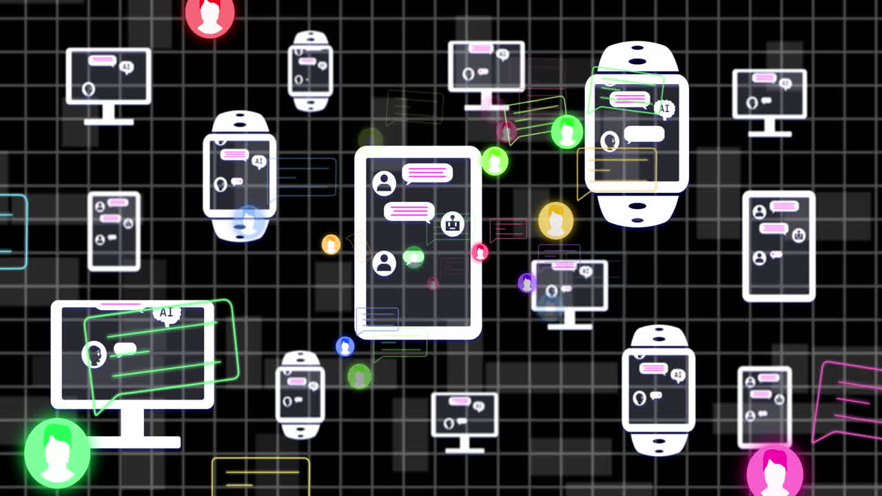 animación de cualquier texto, iconos y procesamiento de datos en pantallas de computadora