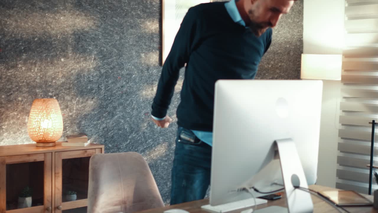 Annoyed man trader losing money looking  stock market on a computer