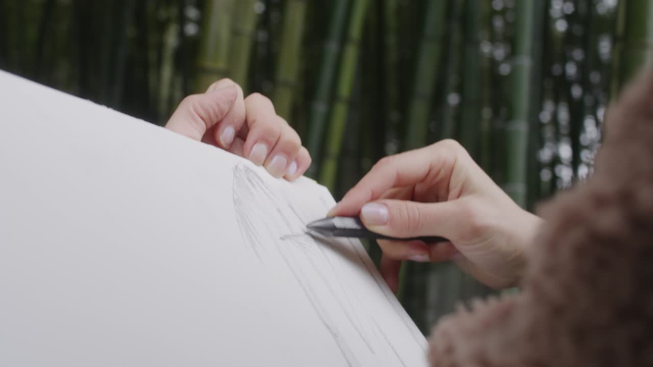 손은 노트북에 활기차게 그림을 그리고 있습니다.