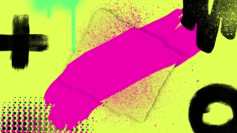 Animation-of-retro-hypnotic-motion-of-multiple-bright-black-and-pink-painted-and-sprayed-cross