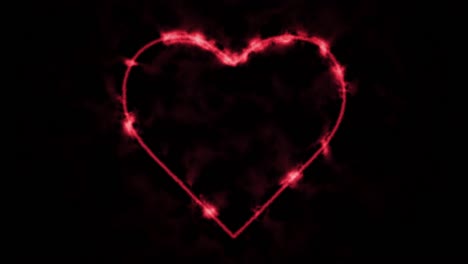 a powerful laser etching a burning outline of a heart shape out of dark space