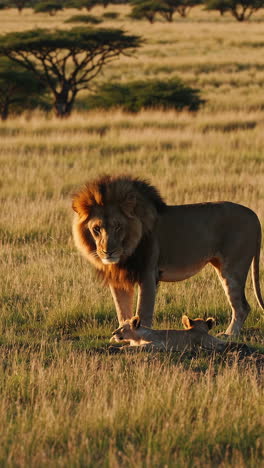 lion and cubs in the african savanna