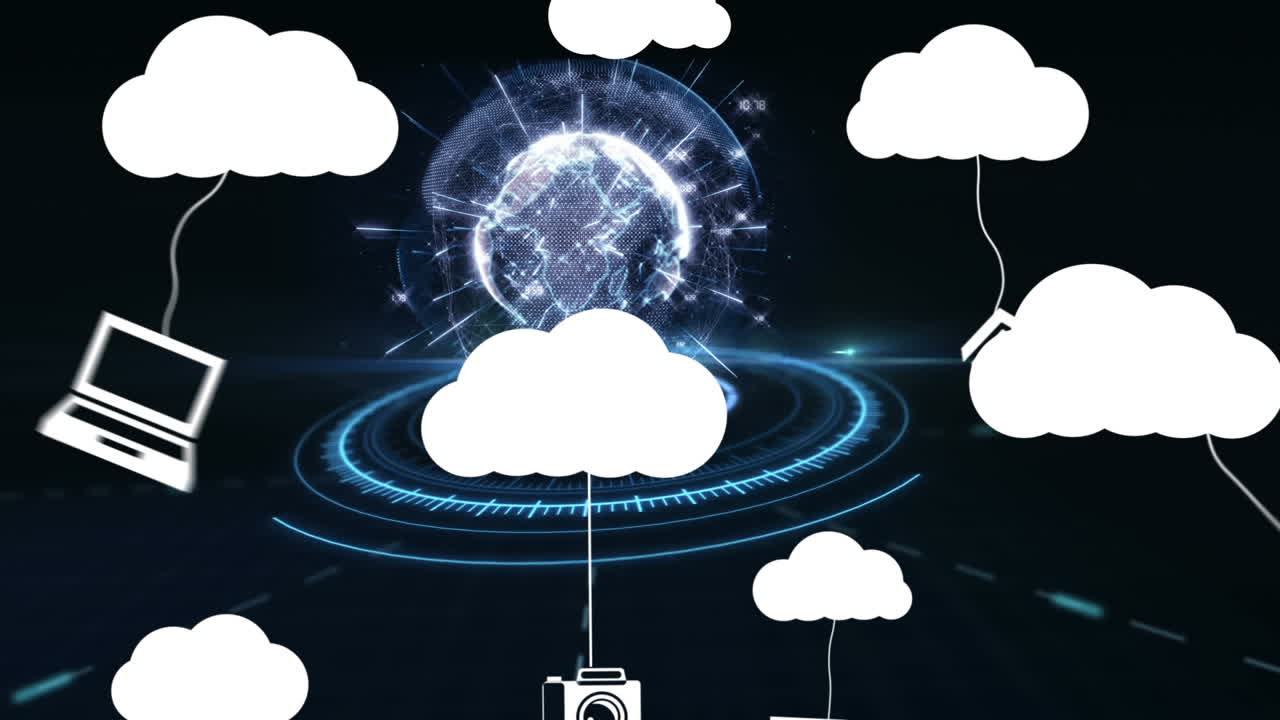 전 세계 에 있는 아이콘 을 가진 구름 의 애니메이션