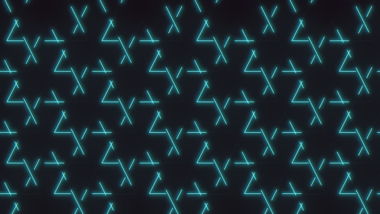 Glowing zigzag pattern of light blue lines in the dark