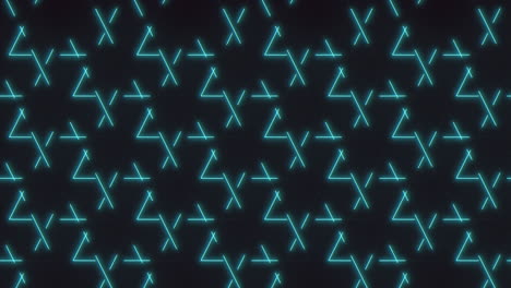glowing zigzag pattern of light blue lines in the dark