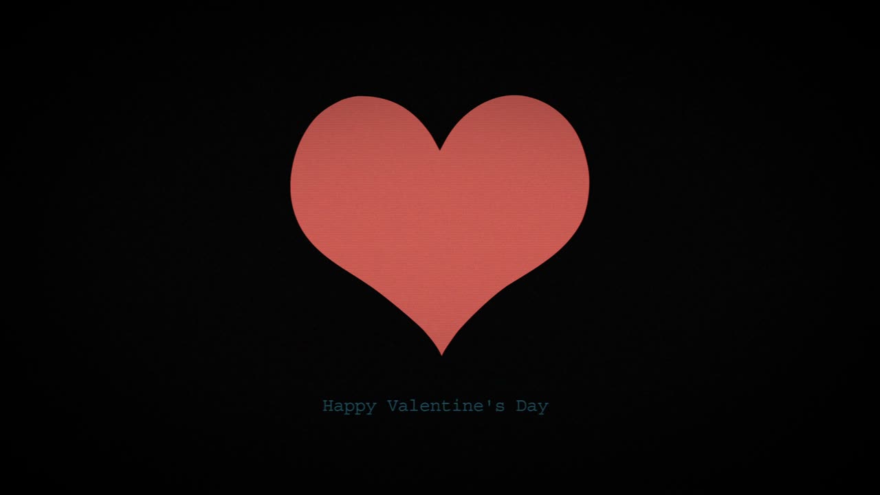 happy valentines day on old tv screen