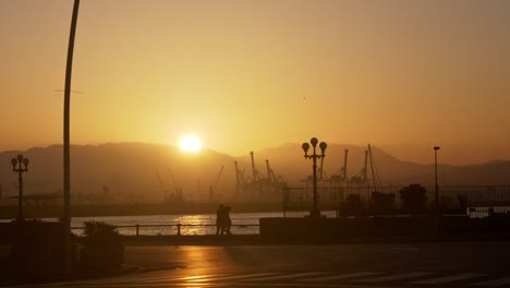 loving couple in the morning sunrise