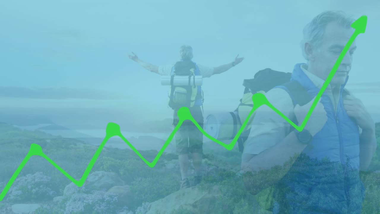 카우카스 고령자 하이킹에 대한 데이터 처리 애니메이션