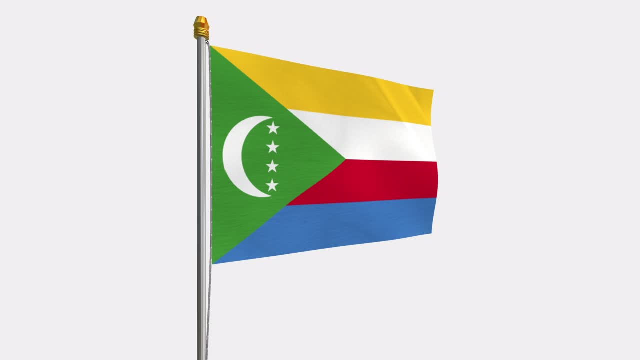 Loop video of the Comoros flag  fluttering in the wind, slow motion video of 4k , With Alpha channel