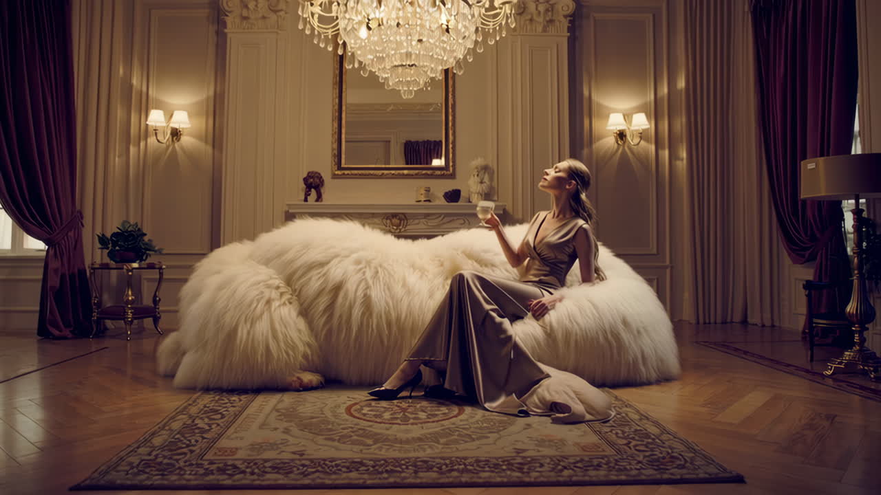 Woman in luxury living room