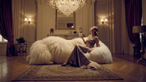 woman in luxury living room