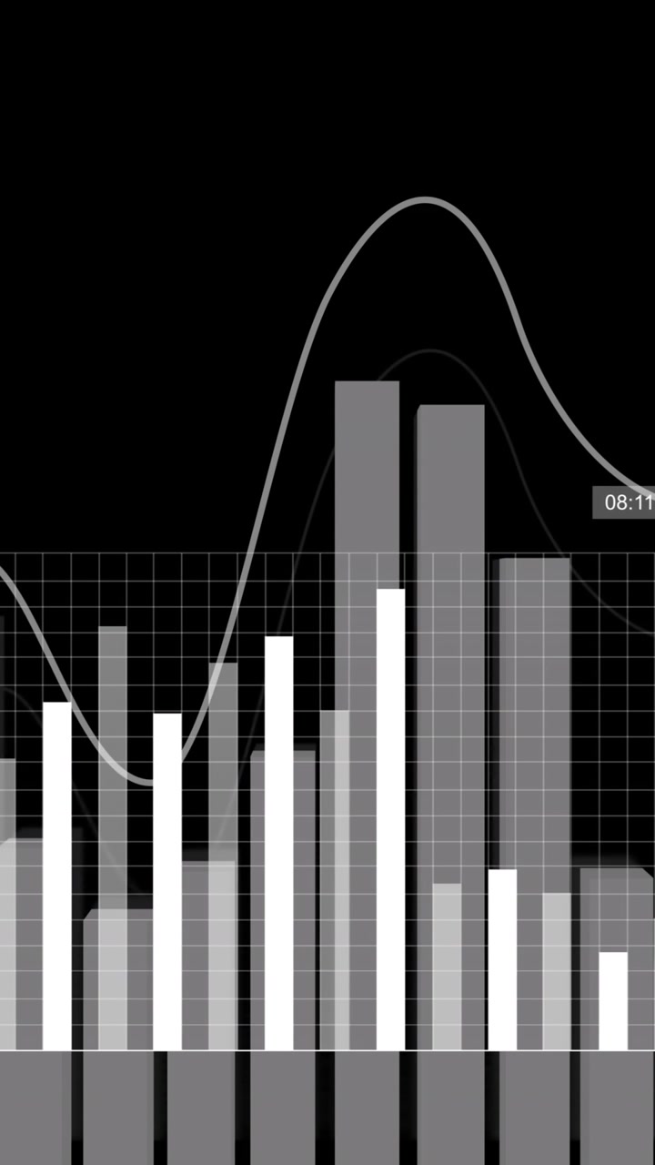 Animation af statistik og databehandling over sort baggrund
