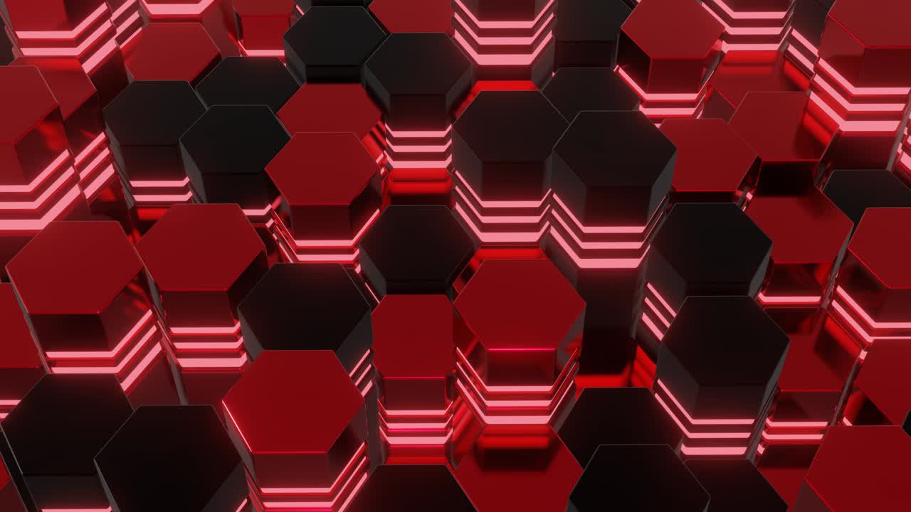 ondas de fondo en bucle abstractas de cubos en el plano y luces de neón. una cuadrícula de cubos.