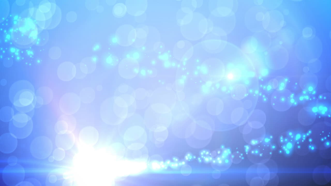 파란색 배경 위에 있는 빛의 반점들의 애니메이션