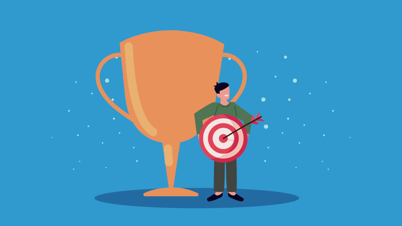 Man Holding Target and Trophy