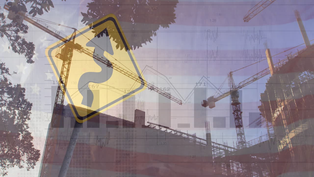 animación del procesamiento de datos financieros sobre el paisaje urbano