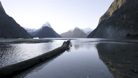 milford sound, new zealand, on a clear and sunny afternoon