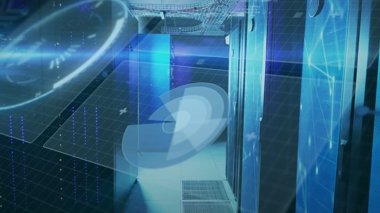 Holographic disk appearing over gridded floor, rotating and tilting, pulsing to reveal data