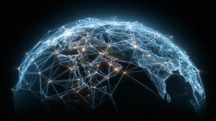 A Stunning Visualization of Global Connectivity Showcasing the Interconnectedness of Networks Represented by Lines and Points of Light Across the Globe