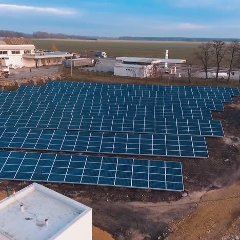 solar panels in aerial view