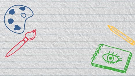 pintura de iconos de concepto contra el papel de línea blanca