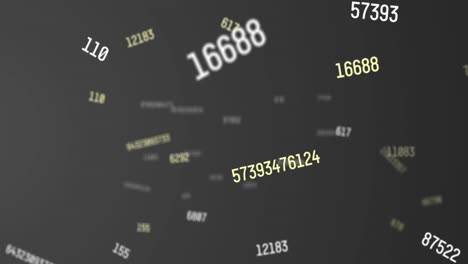 animación digital de múltiples números cambiantes que se mueven y flotan contra un fondo gris