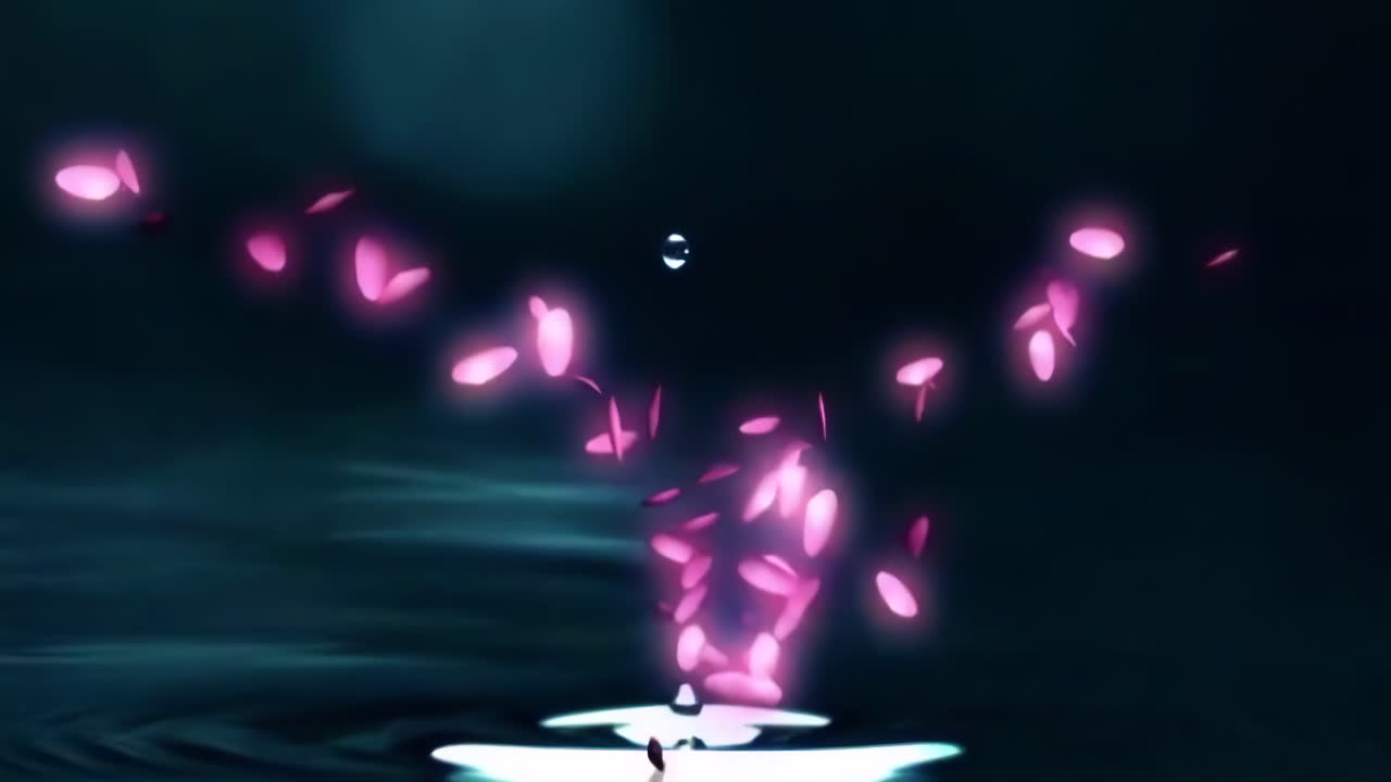 신비로운 풍경: 중국의 전통적인 동양 디지털 예술 애니메이션, 중국 레트로 페인팅 잉크, 꽃, 나무, 새, 흐린 배경의 강